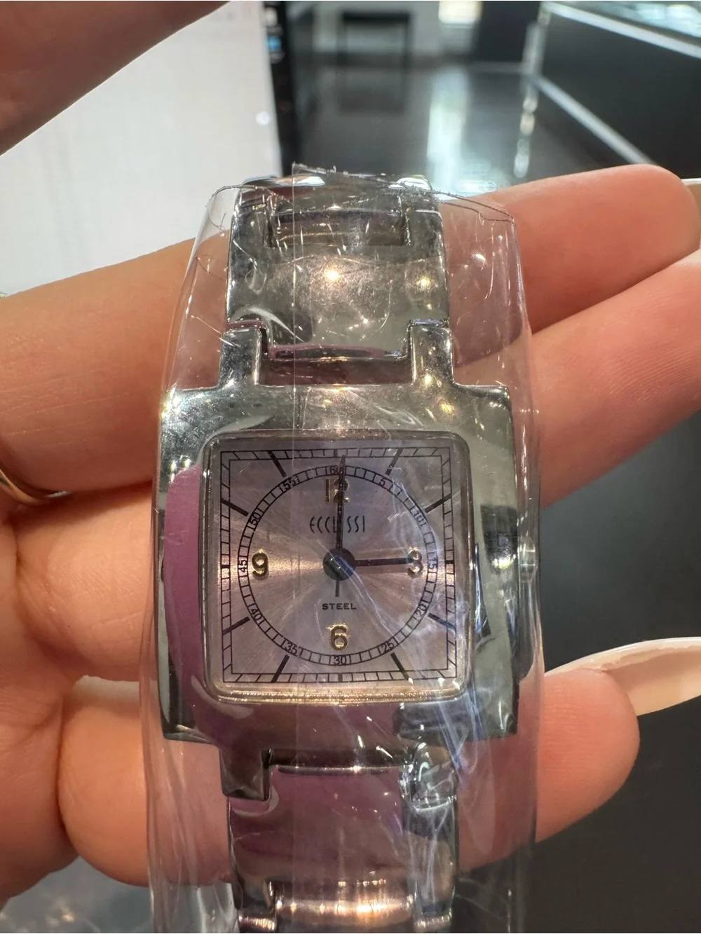 New Ecclissi Stainless Steel Ladies Watch - Square Face Tank Style Silver Tone